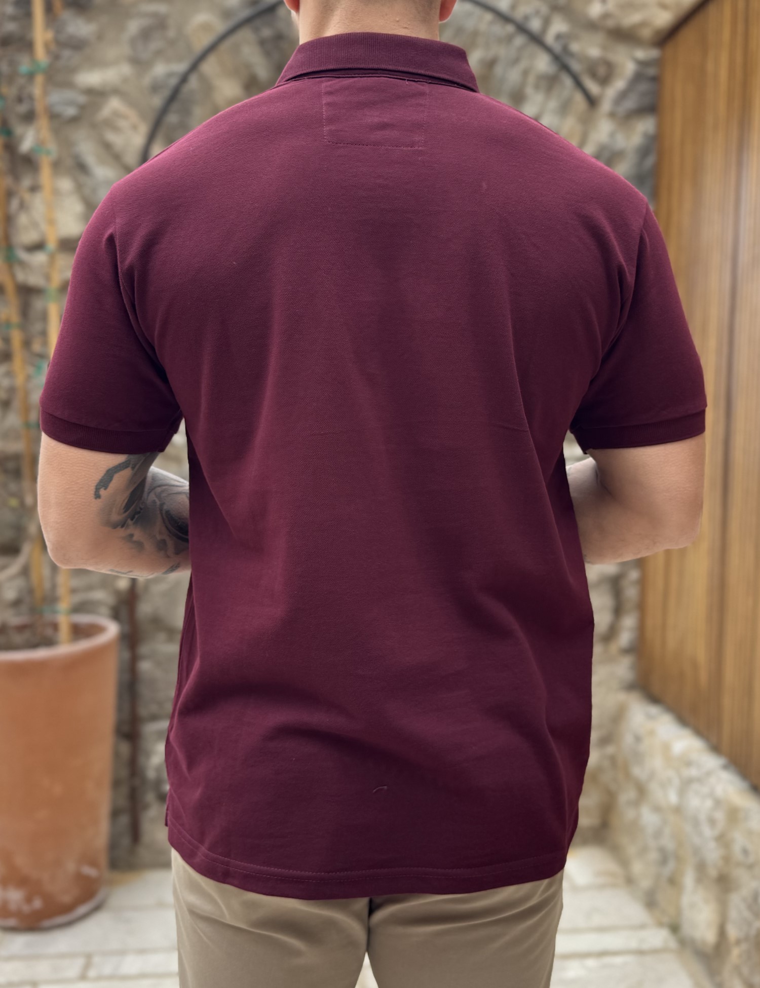 Everbest ανδρική μπορντό πικέ Polo μπλούζα Plus Size 262833B